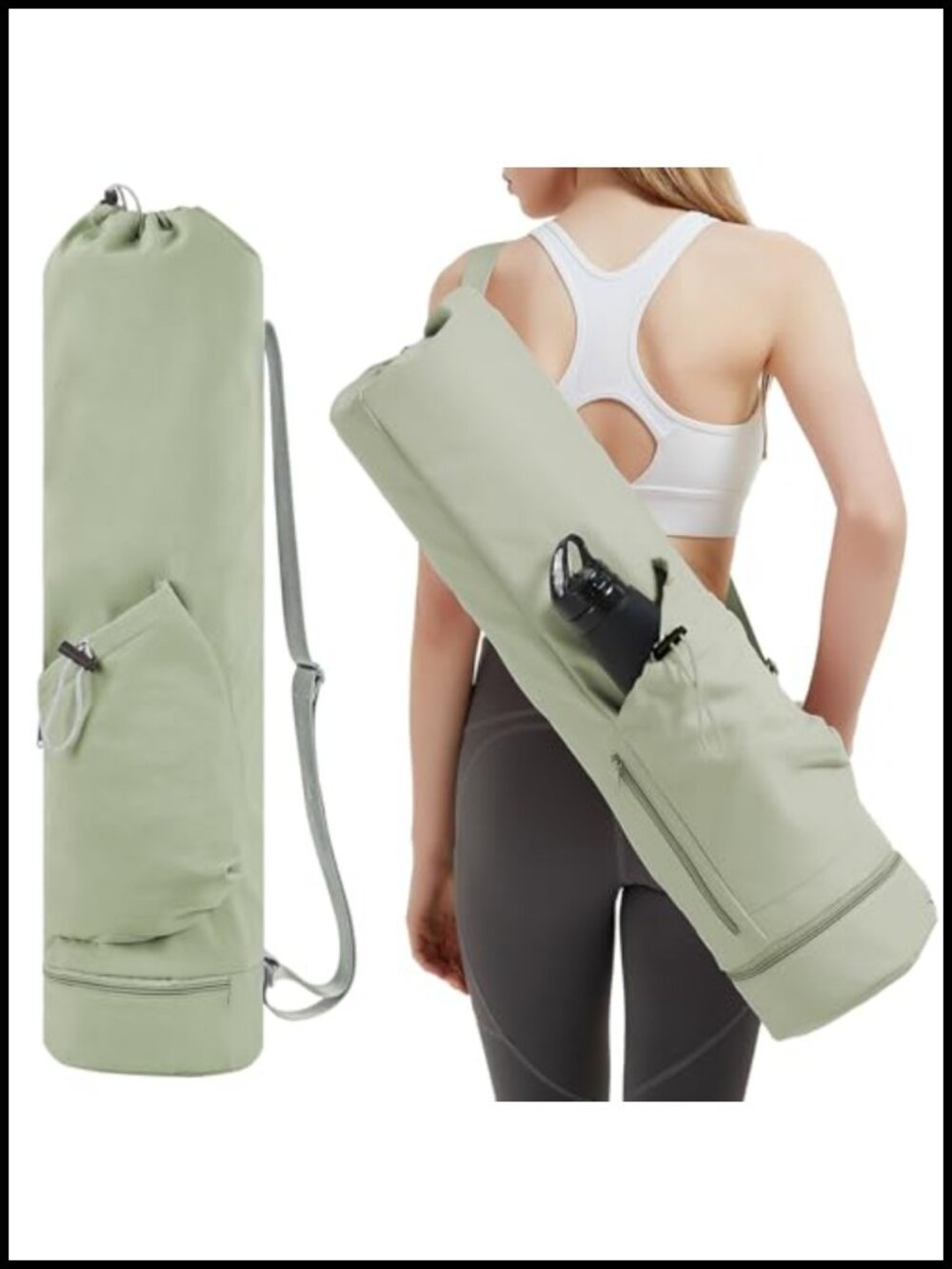 Yoga Mat Bag with Water Bottle Pocket & Wet Pocket Adjustable Shoulder Strap